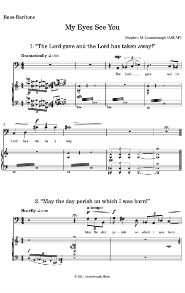 My Eyes See You – Song Cycle for Bass-baritone